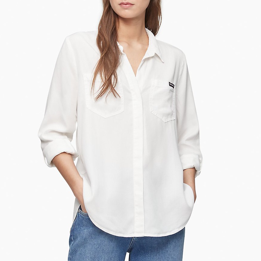 Calvin Klein Solid Button-Down Split-Back Shirt